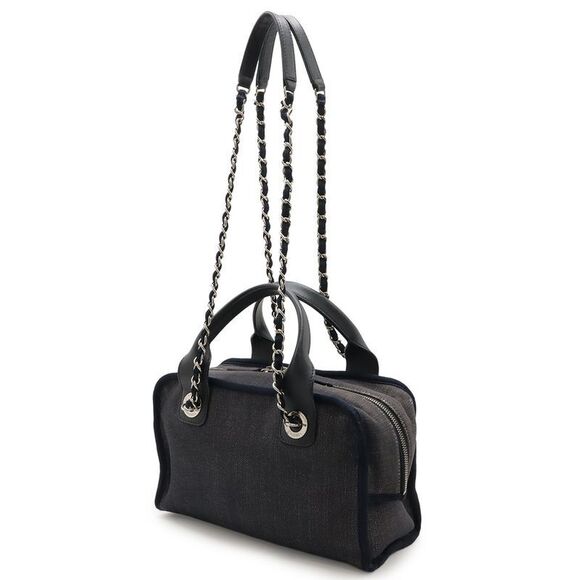 Chanel Deauville Line Beau Ring Bag Handbag 2WAY Chain Shoulder Bag Denim Navy - Picture 3 of 10